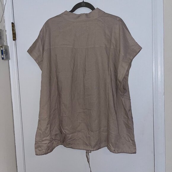 Torrid Size 3xl Linen Blend Button Font Short Sleeve Top Beige - Picture 5 of 7
